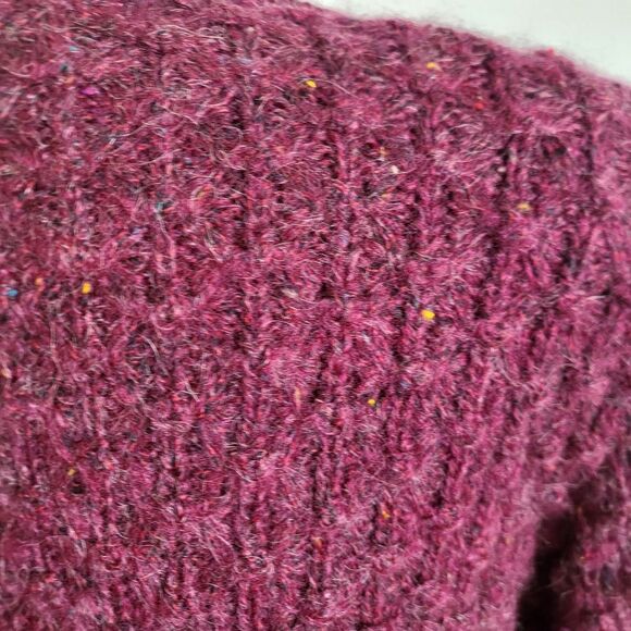 Harrington Square Plum Wool Blend Chunky Knit Open Cardigan Size M - Picture 8 of 10